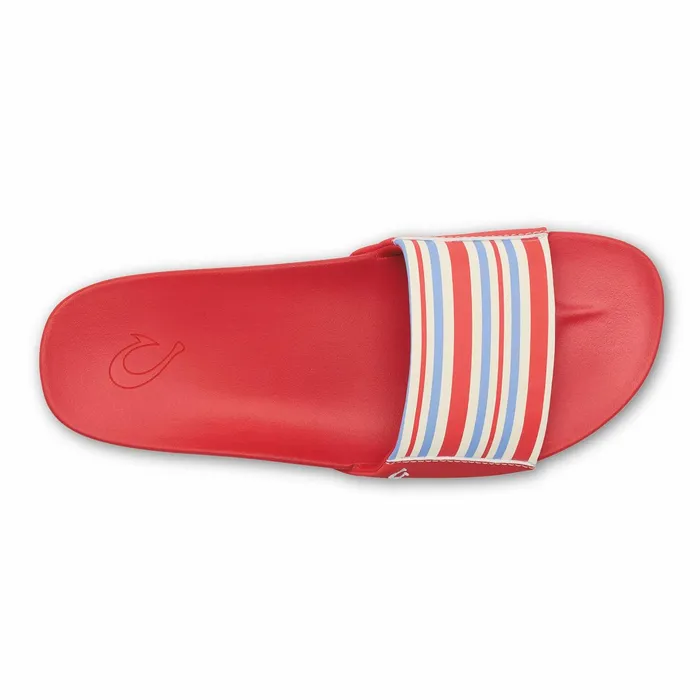 WaterFriendly Women Olukai Kpuni Slide Sandals 8211 Lehua Flower Stripe 8211 Color WaterFriendly Women Olukai Kpuni Slide Sandals 8211 Lehua Flower Stripe 8211 Color