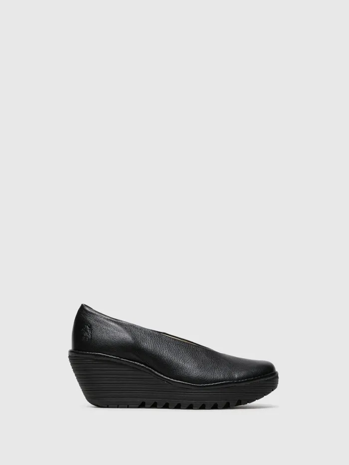 Wedge Shoes YAZ Gloss Black Women Fly London Shoes