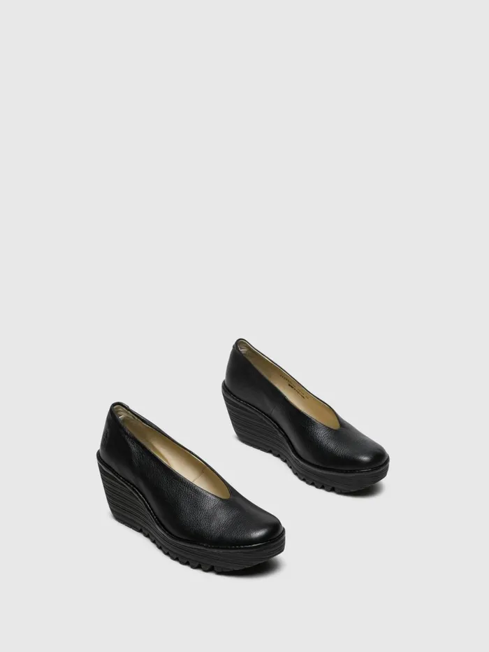 Wedge Shoes YAZ Gloss Black Women Fly London Shoes