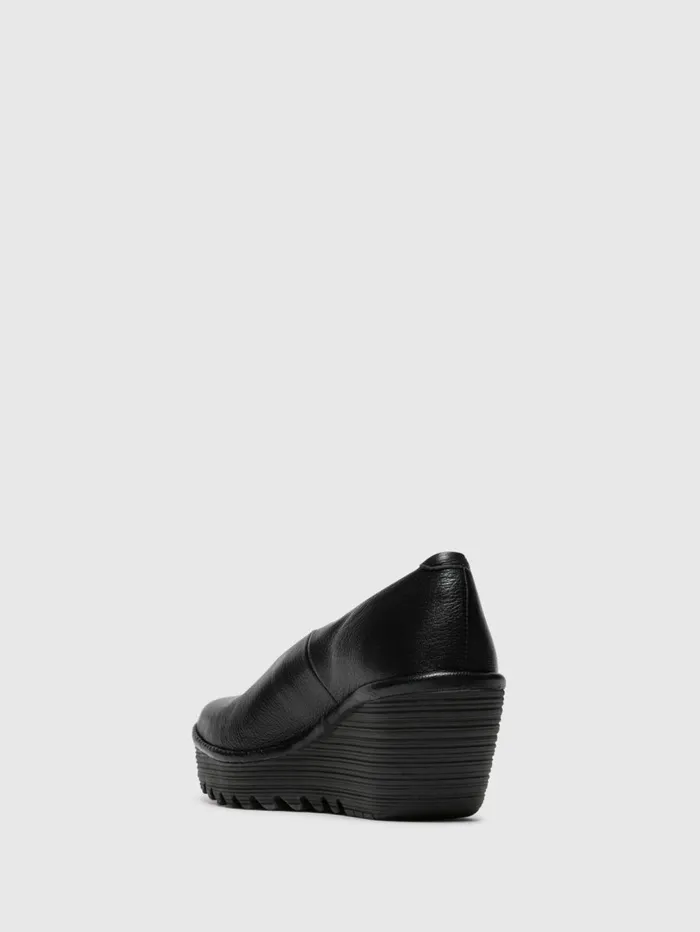 Wedge Shoes YAZ Gloss Black Women Fly London Shoes