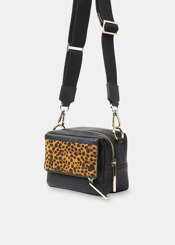 Whistles Bibi Bags Black Bibi Leopard Crossbody Bag 8211 Women