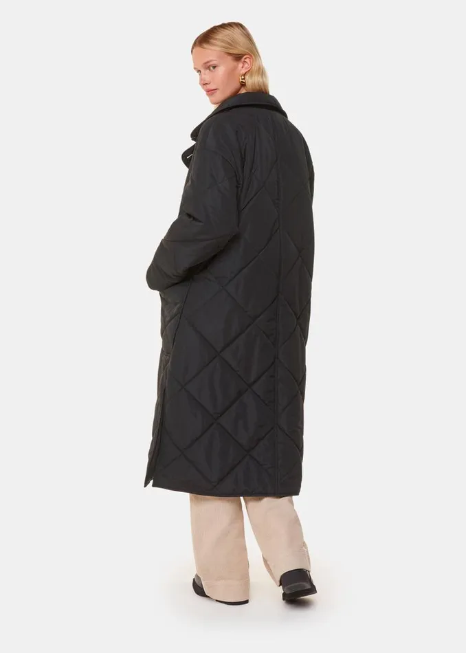 Whistles Coats and Jackets Black Alice Longline Quilted Coat 8211 Women