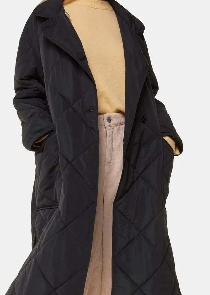 Whistles Coats and Jackets Black Alice Longline Quilted Coat 8211 Women