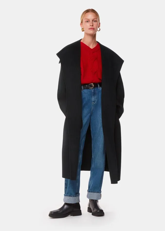 Whistles Coats and Jackets Black Cosima Double Face Collar Coat 8211 Women