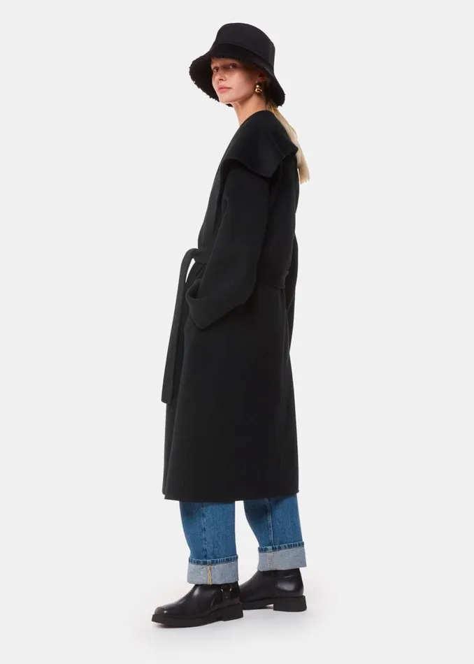 Whistles Coats and Jackets Black Cosima Double Face Collar Coat 8211 Women