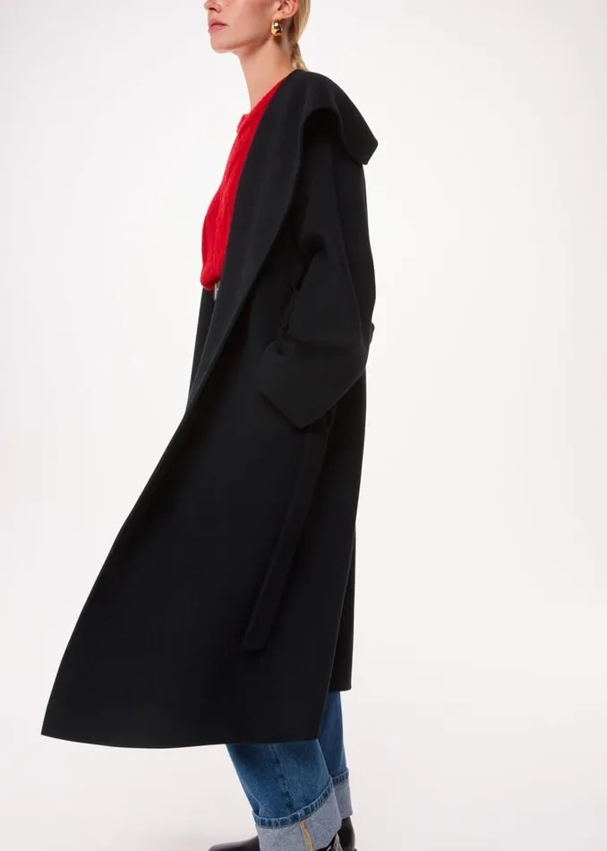 Whistles Coats and Jackets Black Cosima Double Face Collar Coat 8211 Women