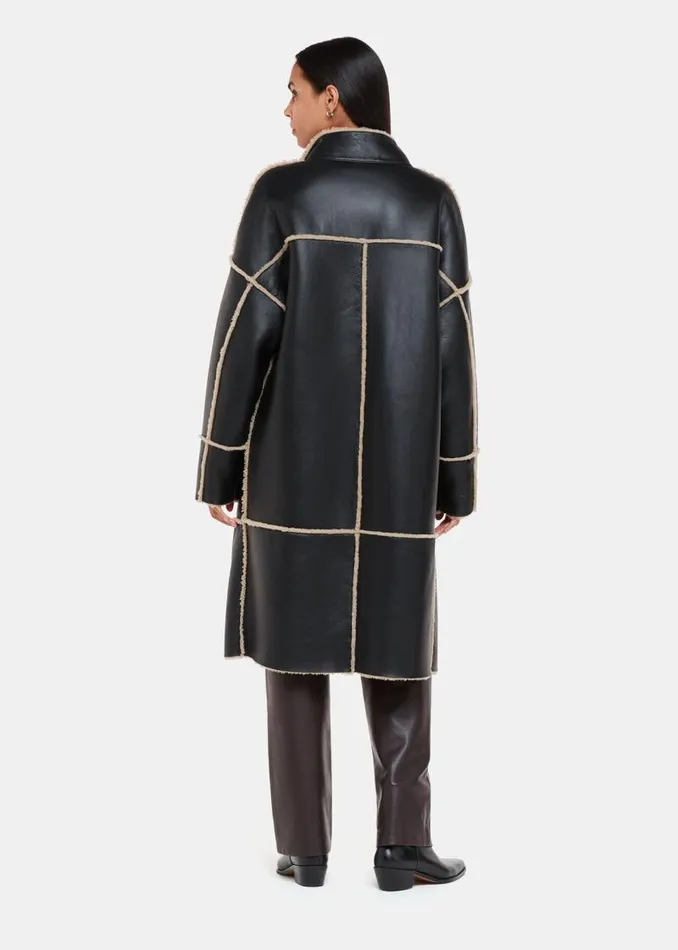 Whistles Coats and Jackets Black Zo Reversible Shearling Coat 8211 Women
