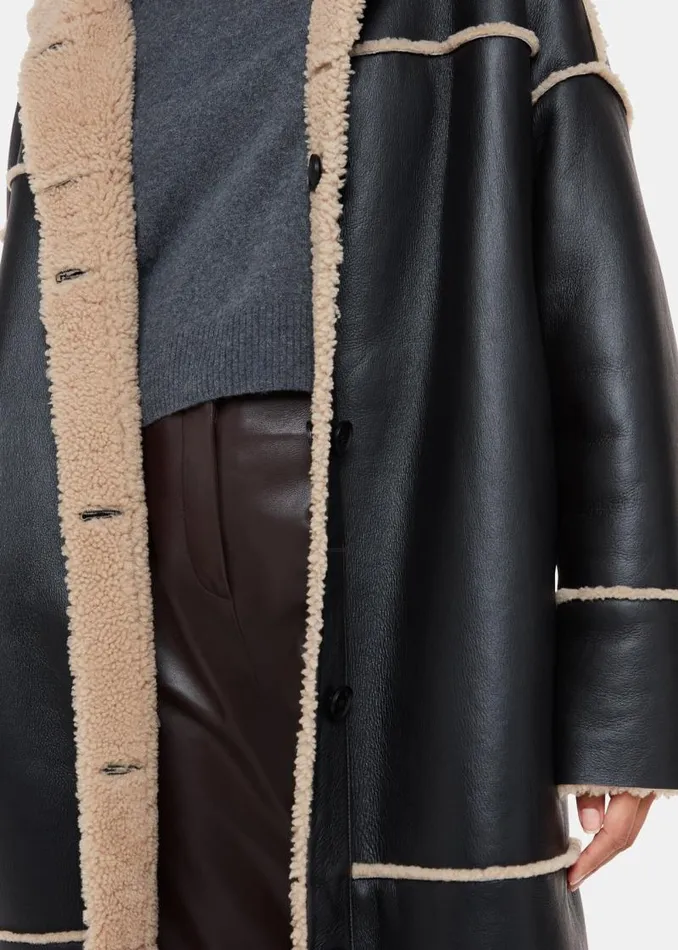 Whistles Coats and Jackets Black Zo Reversible Shearling Coat 8211 Women