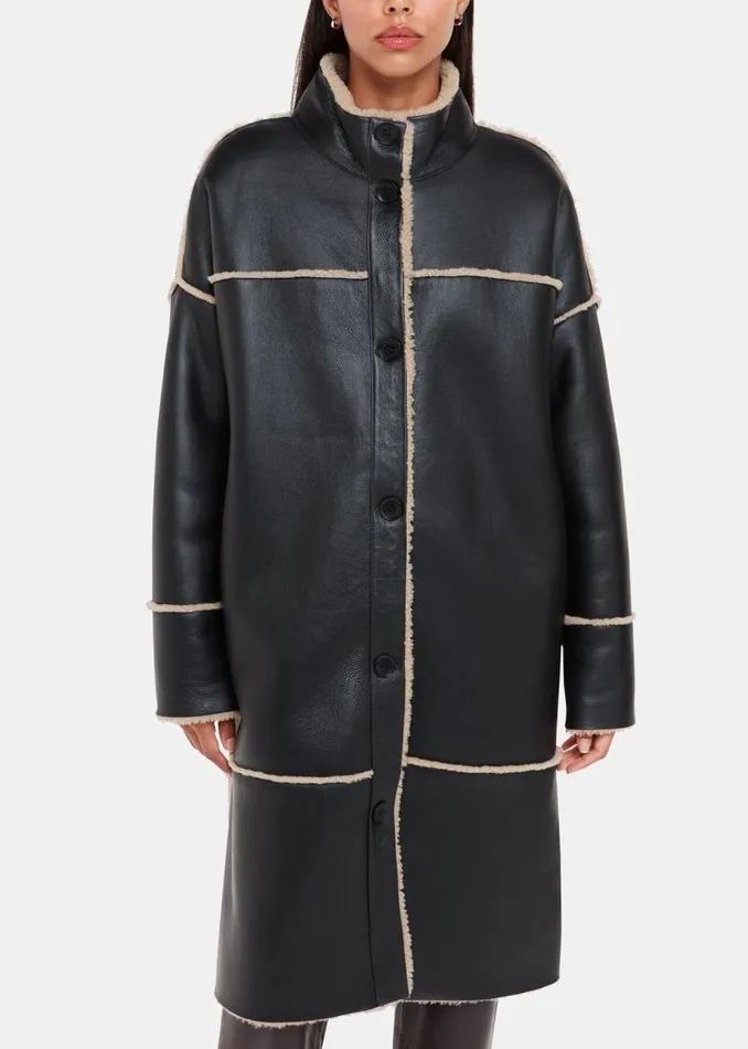 Whistles Coats and Jackets Black Zo Reversible Shearling Coat 8211 Women