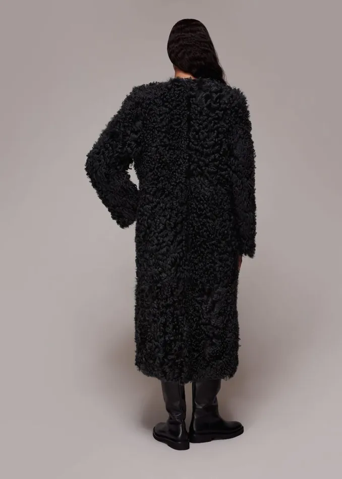 Whistles Coats and Jackets Dark Grey Eliza Shearling Coat 8211 Women