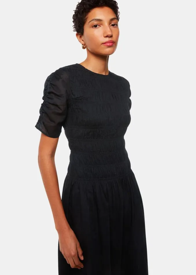 Whistles Dresses Black Avery Smocked Dress 8211 Women