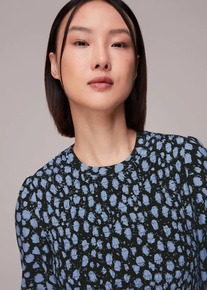 Whistles Dresses Blue Dalmatian Shirred Midi Dress 8211 Women