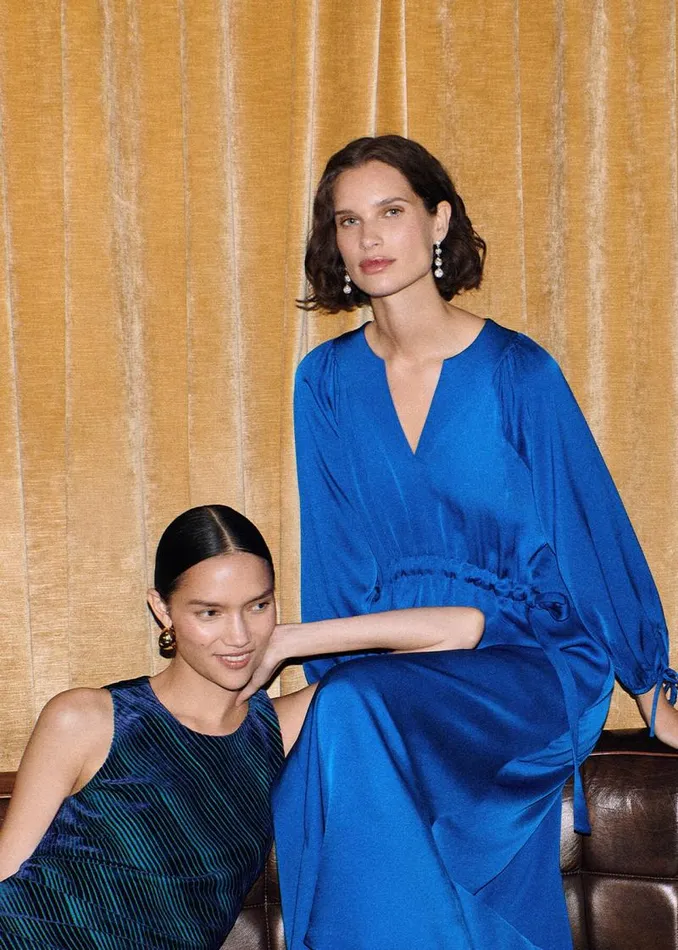 Whistles Dresses Blue Molly Satin Ruched Dress 8211 Women