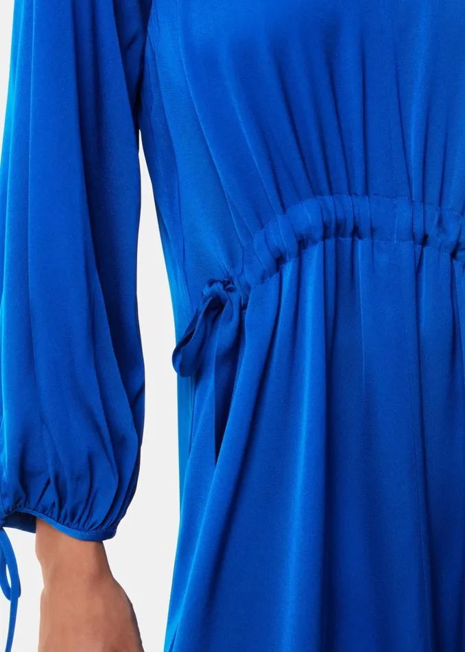 Whistles Dresses Blue Molly Satin Ruched Dress 8211 Women
