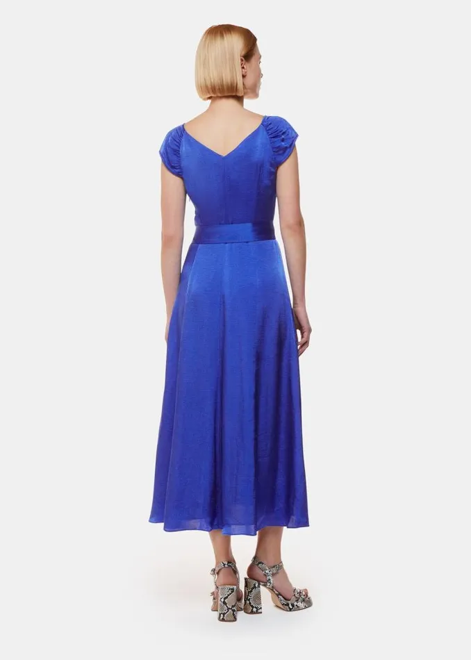 Whistles Dresses Cobalt Blue Arie Hammered Satin Midi Dress 8211 Women