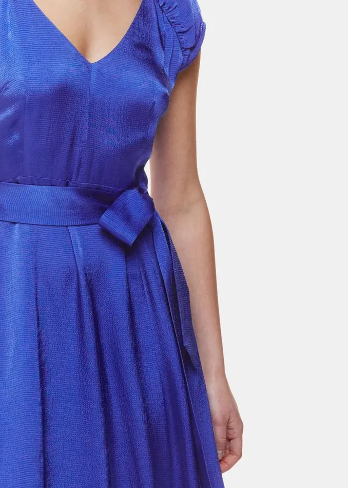 Whistles Dresses Cobalt Blue Arie Hammered Satin Midi Dress 8211 Women