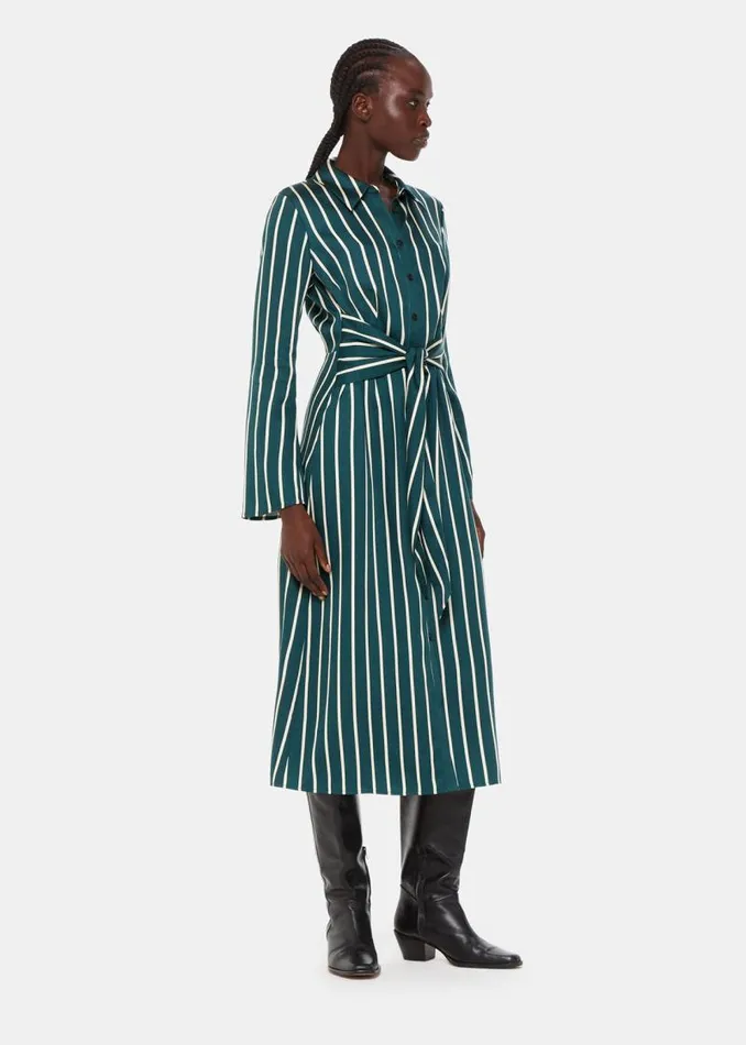Whistles Dresses Green Alex Stripe Shirt Dress 8211 Women