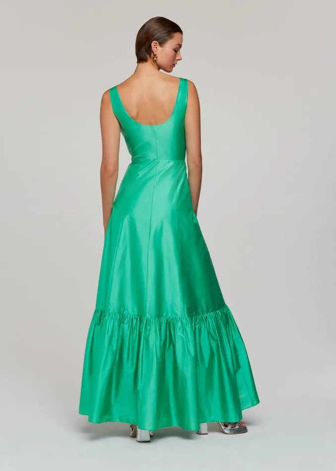 Whistles Dresses Green Taffeta Silk Blend Maxi Dress 8211 Women