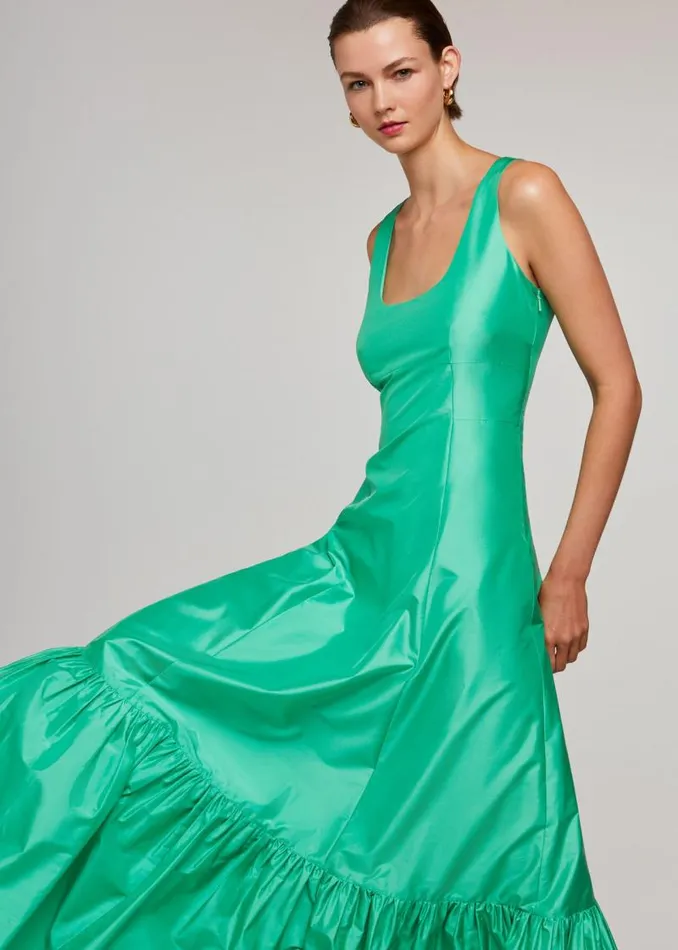 Whistles Dresses Green Taffeta Silk Blend Maxi Dress 8211 Women