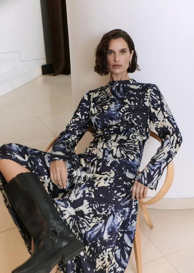 Whistles Dresses Navy Dazzled Floral Satin Dress 8211 Women