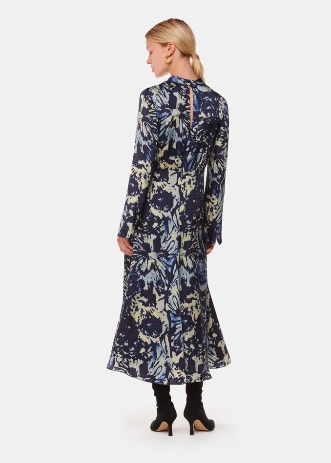 Whistles Dresses Navy Dazzled Floral Satin Dress 8211 Women