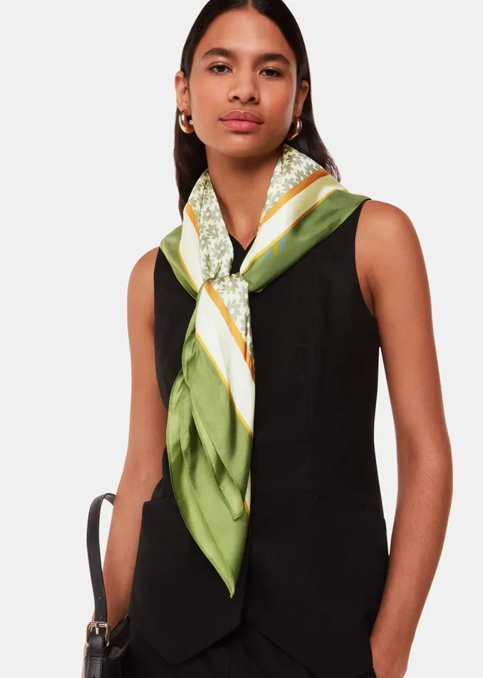Whistles Hats Gloves and Scarves Blue Sahar Buttercup Silk Scarf 8211 Women