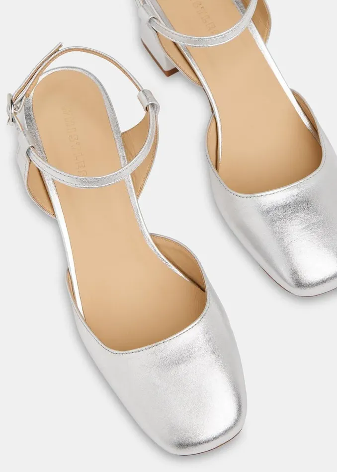 Whistles Heels Silver Matilda Block Heel Shoe 8211 Women
