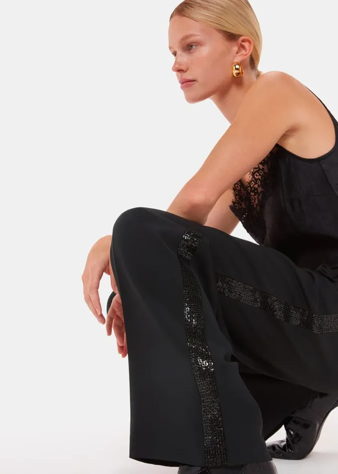 Whistles Pants Black Quinn Sequin Stripe Pants 8211 Women