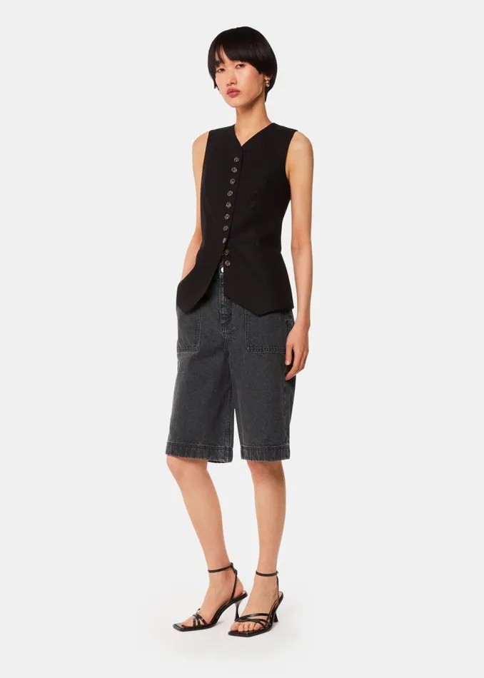 Whistles Pants Black Raya Longline Denim Short 8211 Women