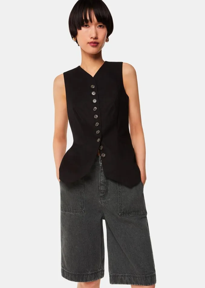 Whistles Pants Black Raya Longline Denim Short 8211 Women