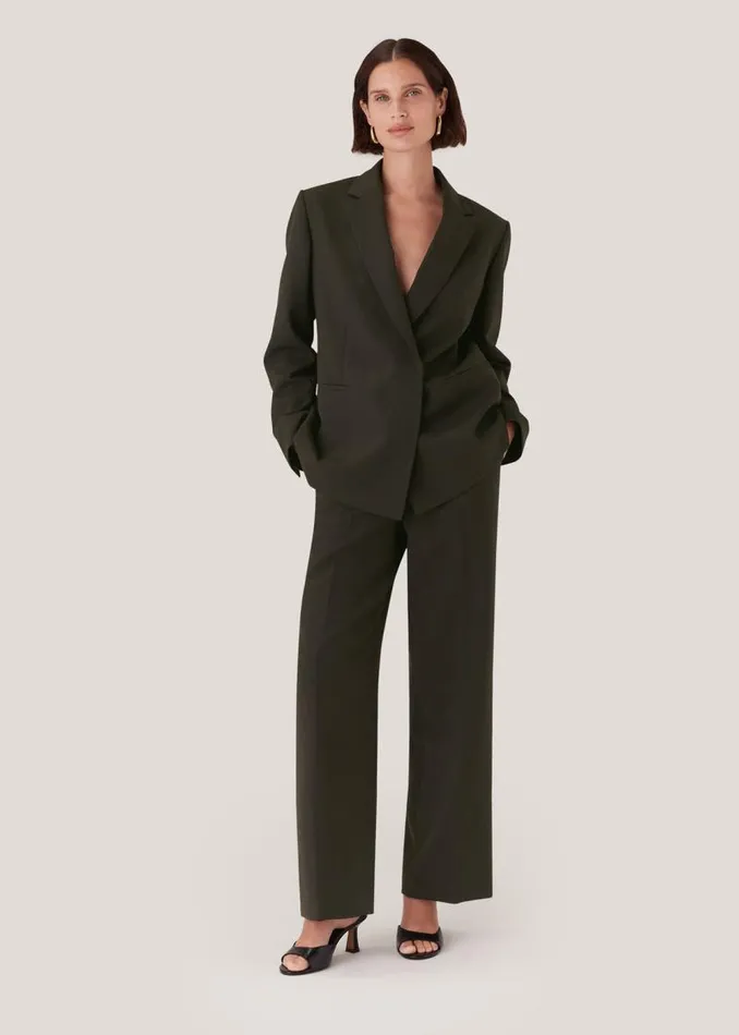 Whistles Pants Dark Green Natalie Wool Blend Pants 8211 Women