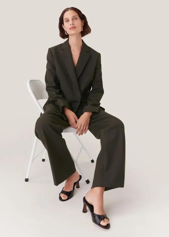 Whistles Pants Dark Green Natalie Wool Blend Pants 8211 Women