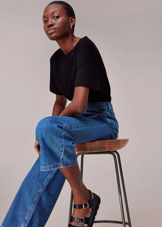 Whistles Pants Denim Wide Leg Cropped Jean 8211 Women