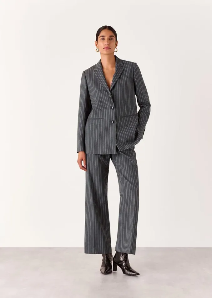 Whistles Pants Grey Isla Pinstripe Wool Pants 8211 Women