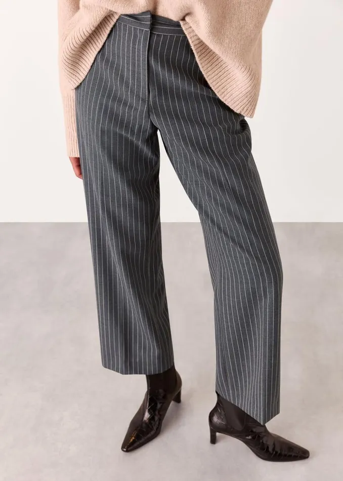 Whistles Pants Grey Isla Pinstripe Wool Pants 8211 Women