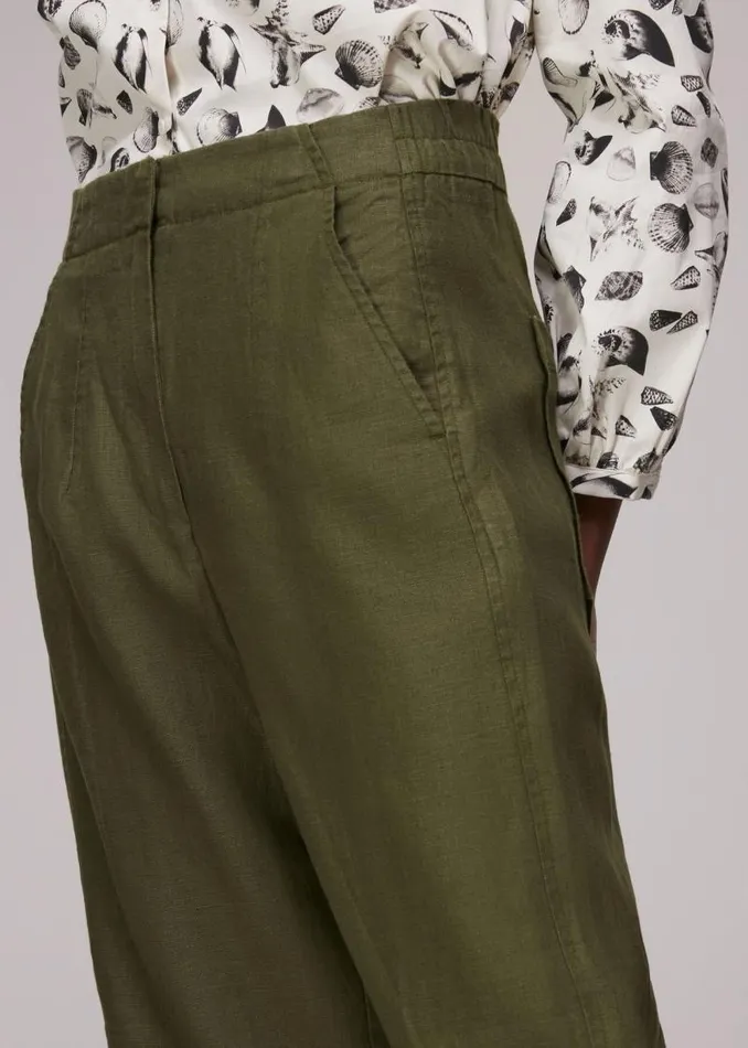 Whistles Pants Khaki Linen Barrel Leg Pants 8211 Women