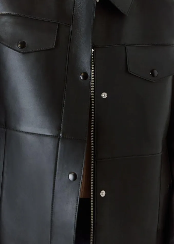 Whistles Petite Coats and Jackets Black Petite Clean Bonded Leather Jacket 8211 Women
