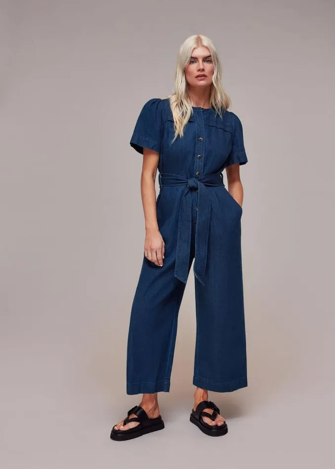 Whistles Petite Dresses and Jumpsuits Petite Alana Denim Jumpsuit 8211 Women