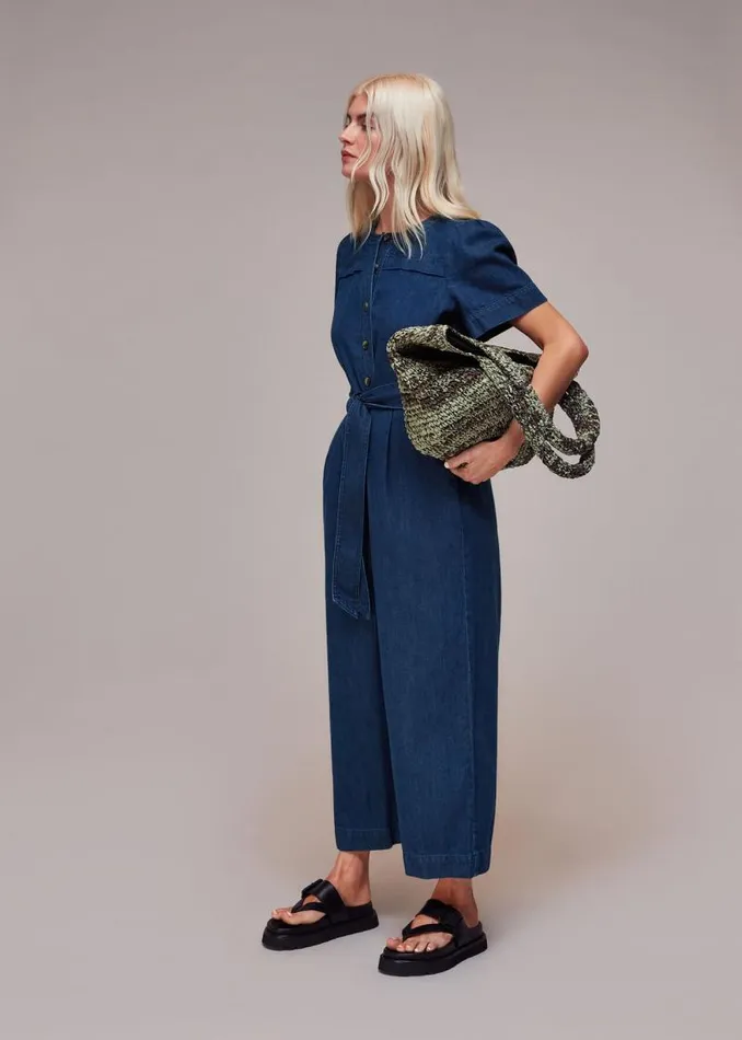 Whistles Petite Dresses and Jumpsuits Petite Alana Denim Jumpsuit 8211 Women