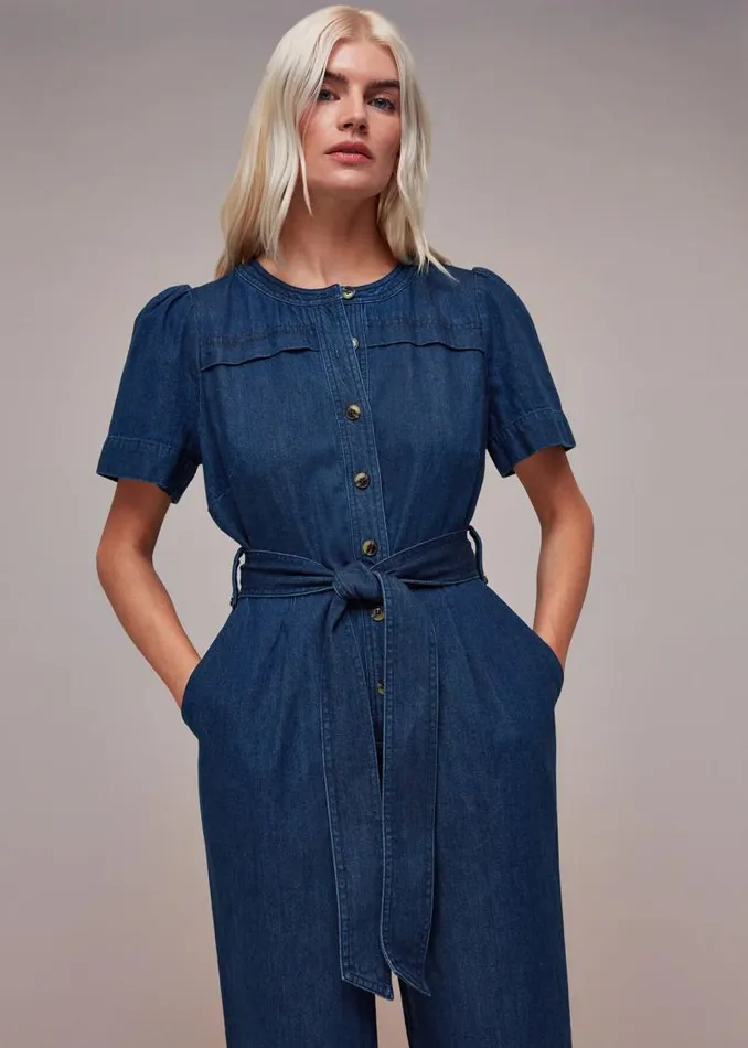 Whistles Petite Dresses and Jumpsuits Petite Alana Denim Jumpsuit 8211 Women