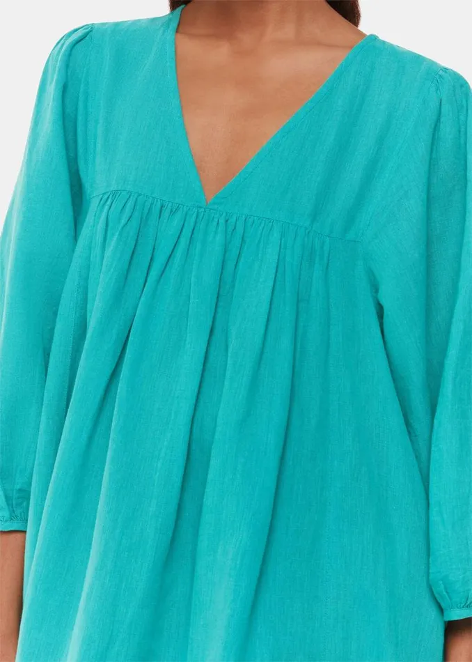 Whistles Petite Dresses and Jumpsuits Turquoise Petite Gloria Linen Blend Dress 8211 Women