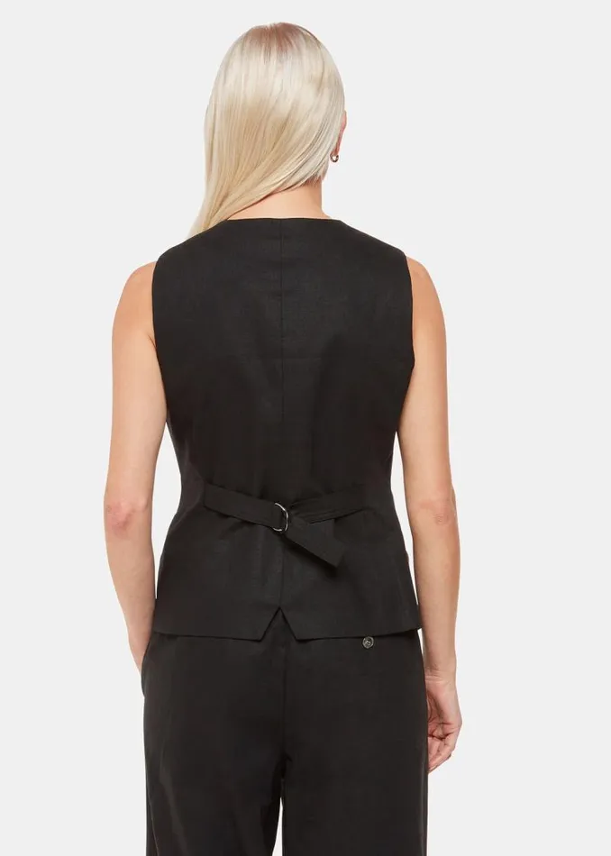 Whistles Petite Tailoring Black Petite Lindsey Linen Blend Waistcoat 8211 Women