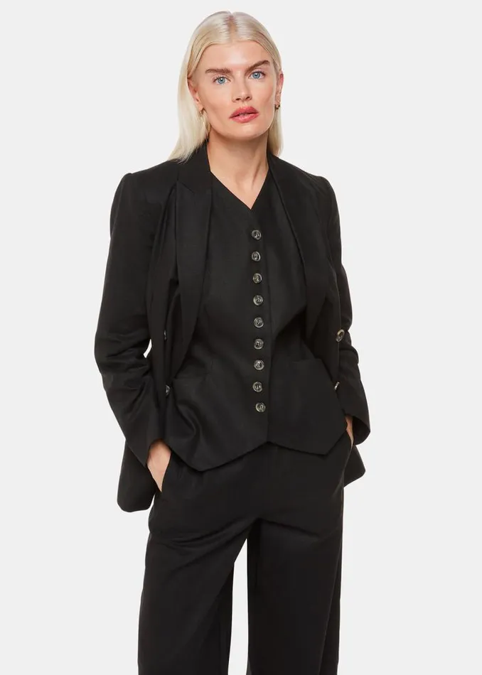 Whistles Petite Tailoring Black Petite Lindsey Linen Blend Waistcoat 8211 Women