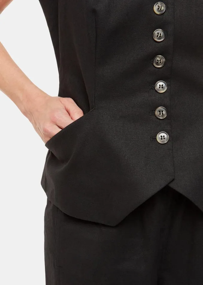 Whistles Petite Tailoring Black Petite Lindsey Linen Blend Waistcoat 8211 Women