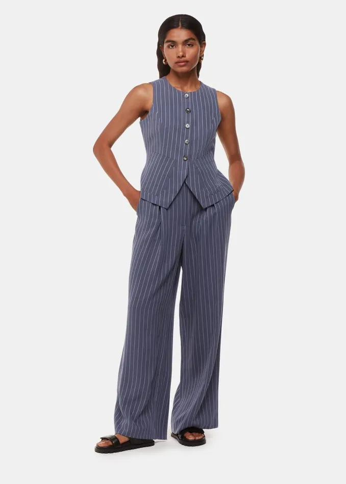 Whistles Petite Tailoring Navy Petite Lottie Pinstripe Waistcoat 8211 Women