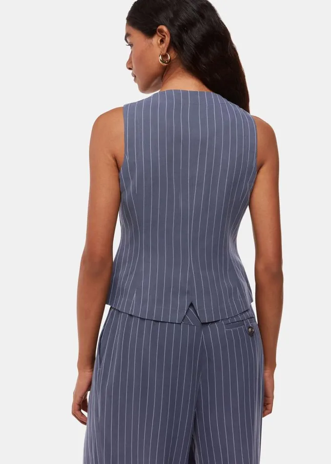 Whistles Petite Tailoring Navy Petite Lottie Pinstripe Waistcoat 8211 Women