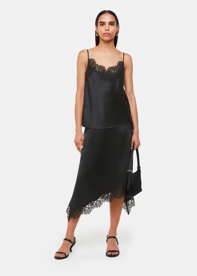 Whistles Skirts Black Lace Trim Midi Skirt 8211 Women
