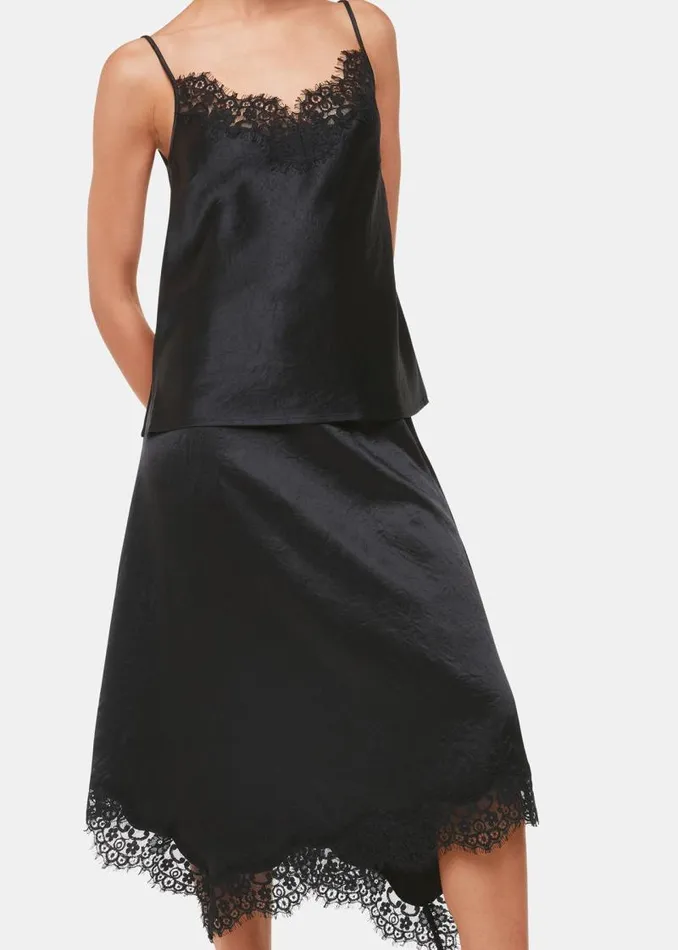 Whistles Skirts Black Lace Trim Midi Skirt 8211 Women