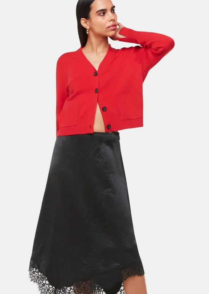 Whistles Skirts Black Lace Trim Midi Skirt 8211 Women
