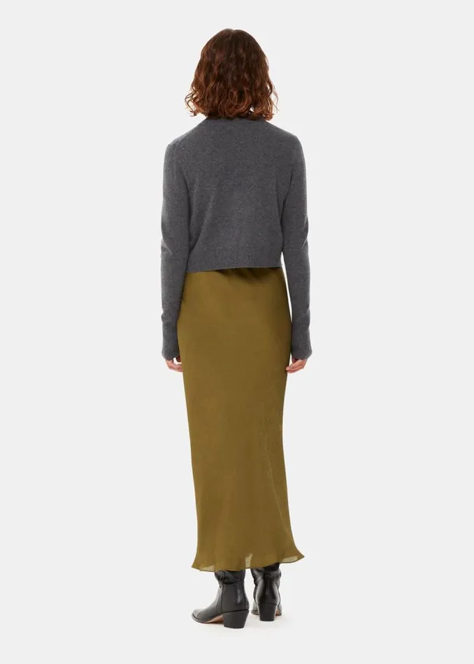 Whistles Skirts Khaki Satin Bias Cut Skirt 8211 Women
